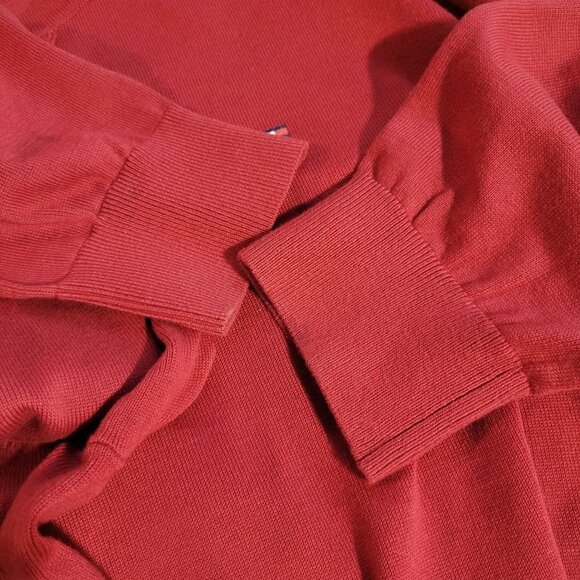 Tommy Hilfiger Men's Sz L Red LS Crew Neck 100% Cotton Rib Knit Pullover Sweater - Picture 6 of 7